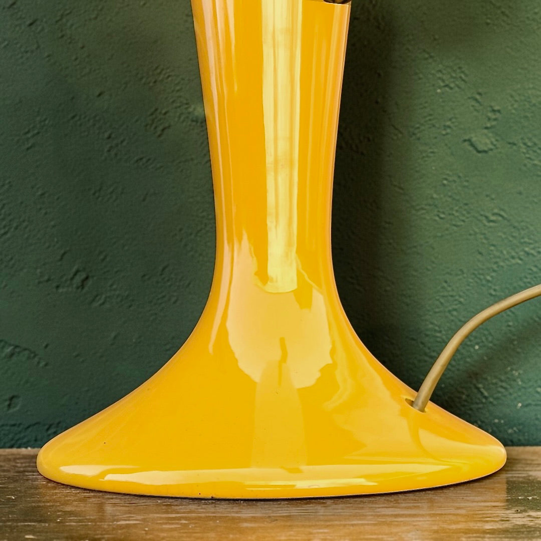 Grand pied de lampe vintage en céramique jaune – années 1960