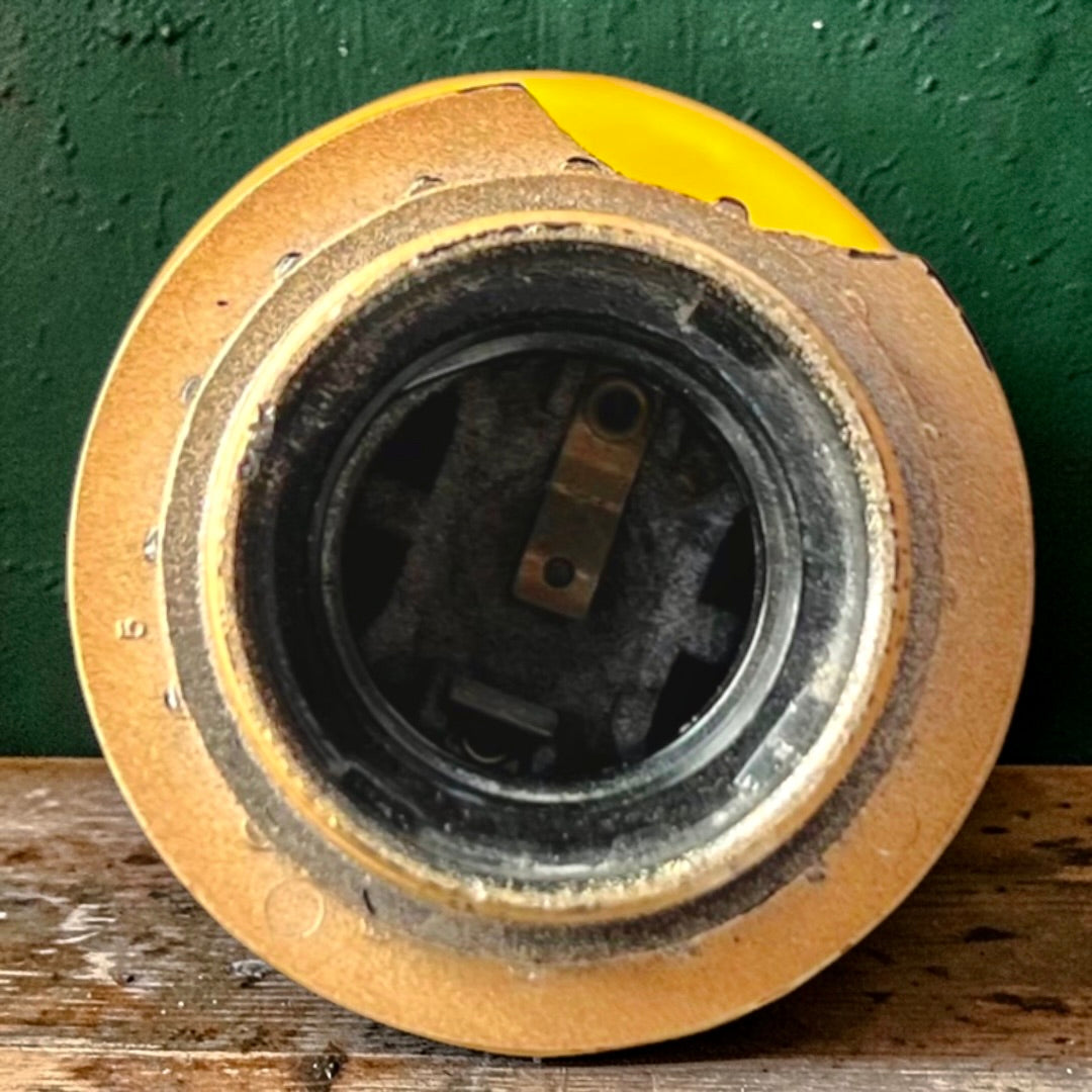 Grand pied de lampe vintage en céramique jaune – années 1960