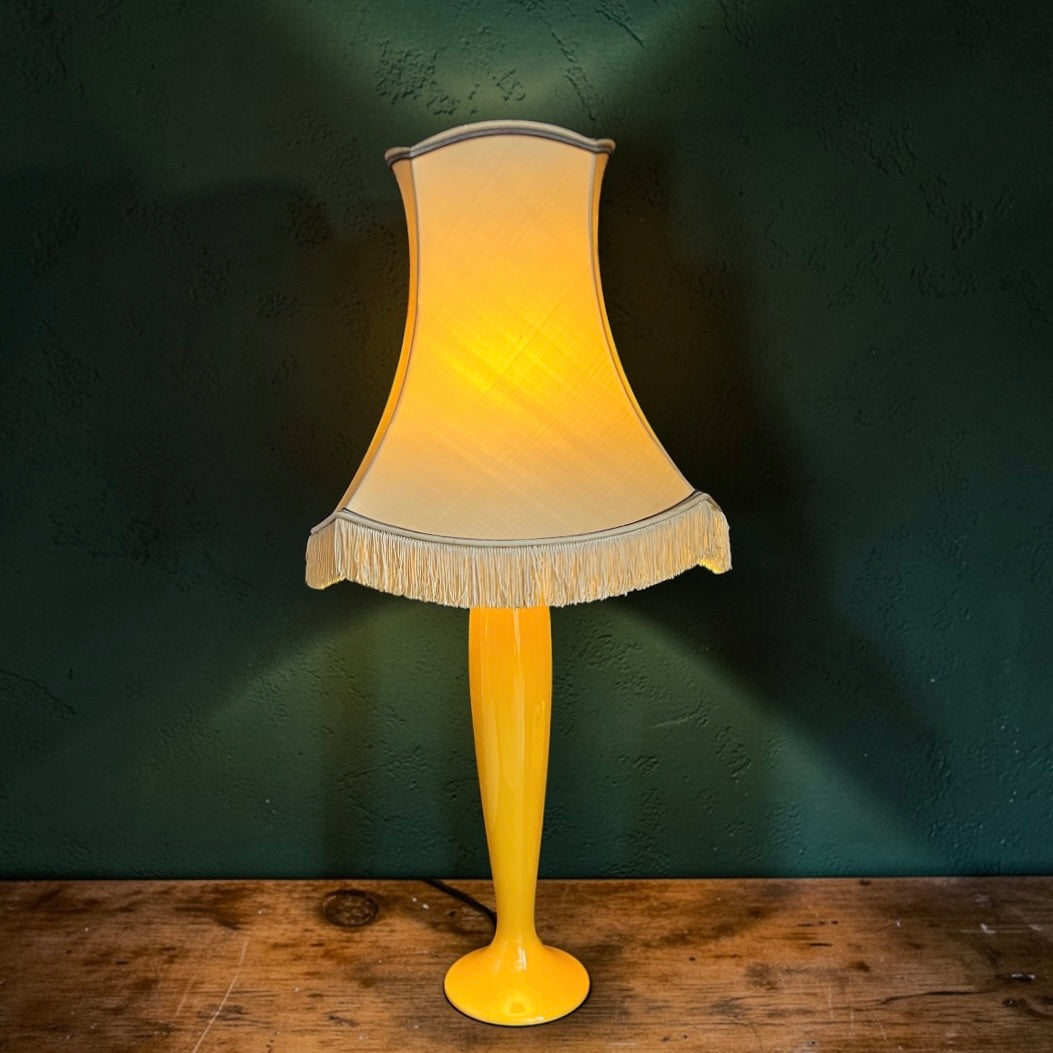 Grand pied de lampe vintage en céramique jaune – années 1960