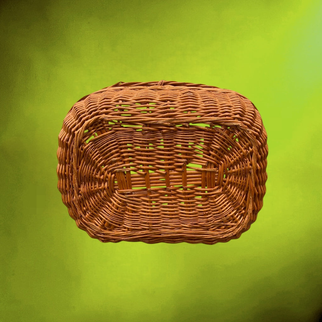 Ancien Panier de Marché en Osier Tressé – Années 50