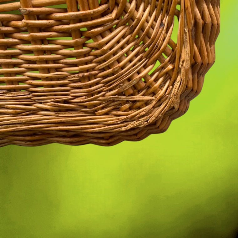 Ancien Panier de Marché en Osier Tressé – Années 50