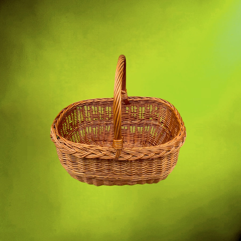 Ancien Panier de Marché en Osier Tressé – Années 50