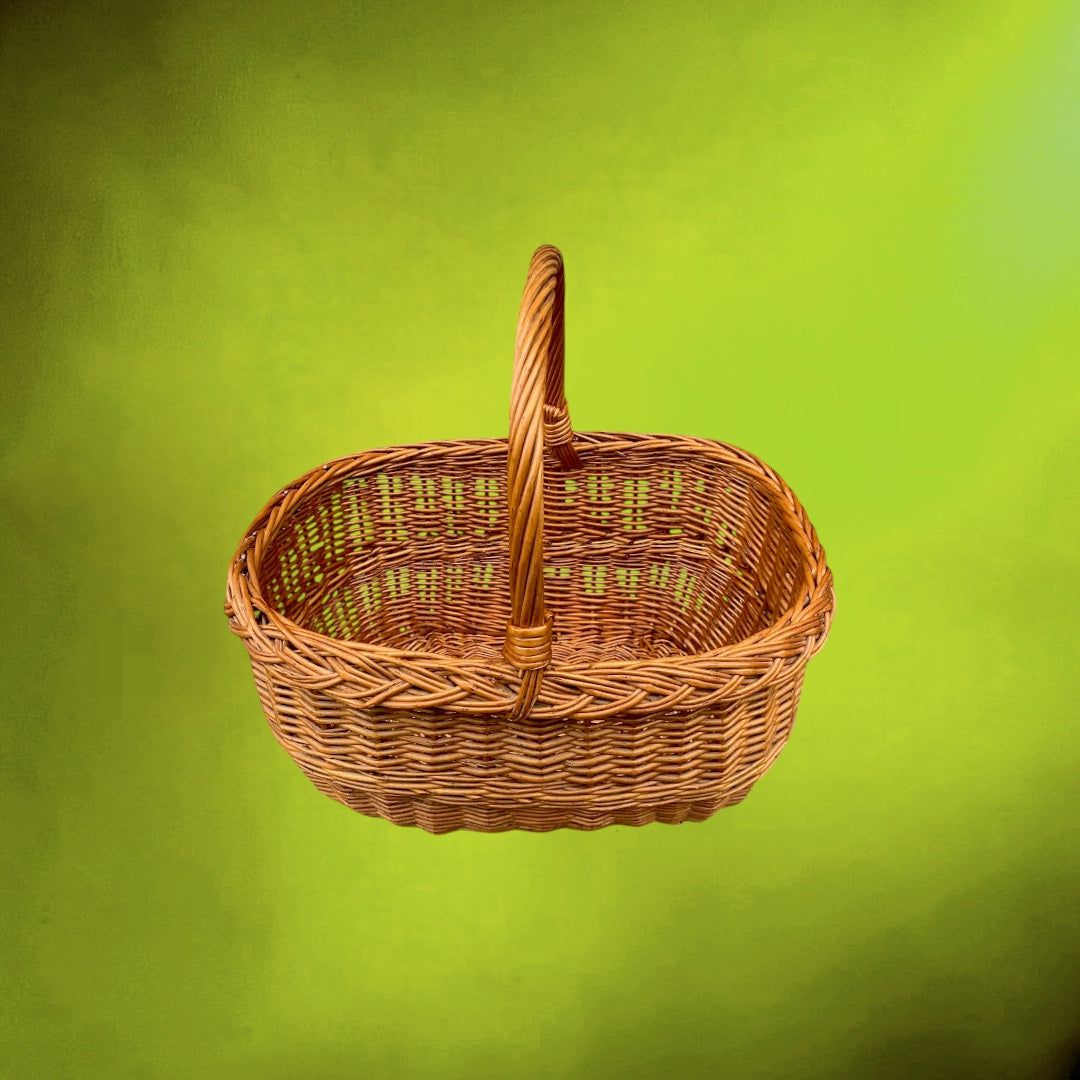 Ancien Panier de Marché en Osier Tressé – Années 50