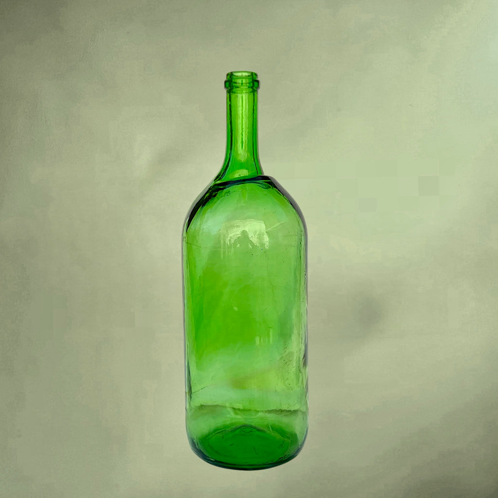 Grande bouteille ancienne en verre vert – bouteille de cave vintage – vase brocante – début XXe siècle