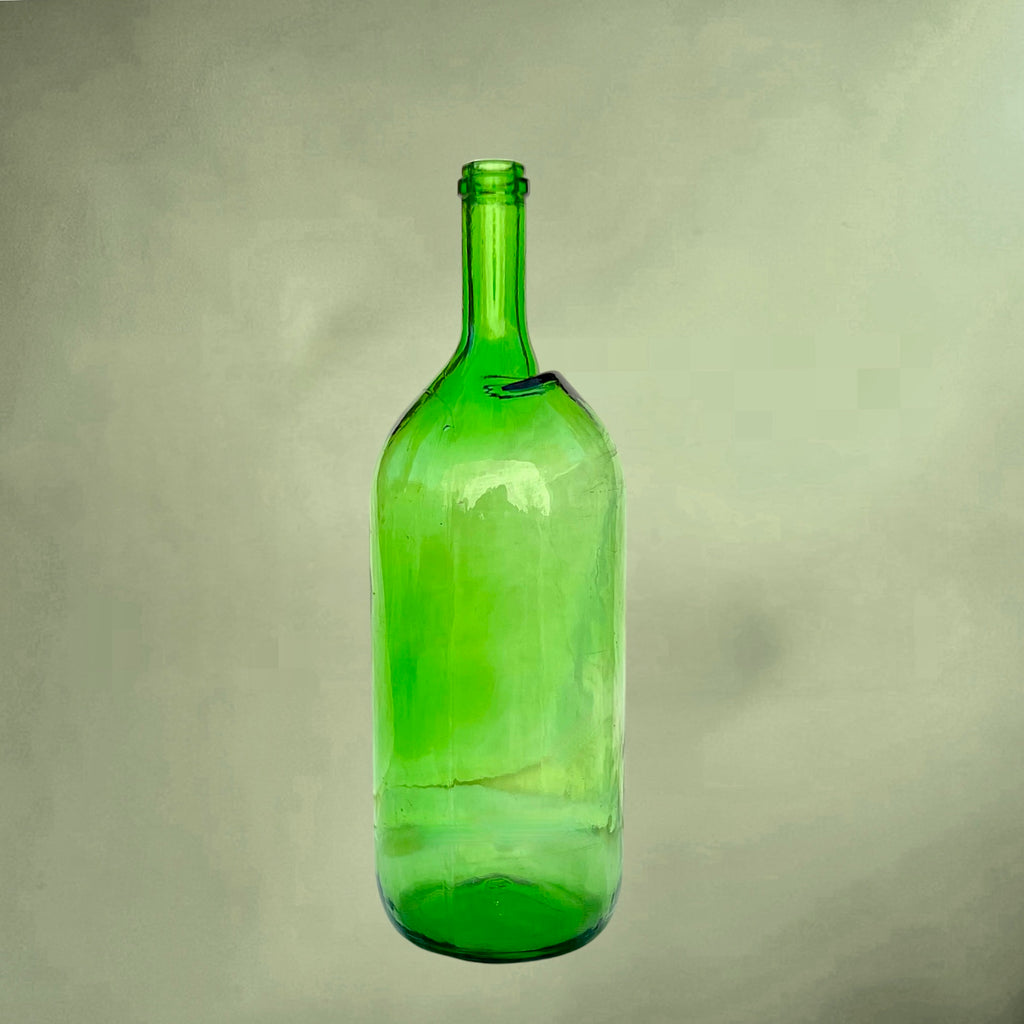 Grande bouteille ancienne en verre vert – bouteille de cave vintage – vase brocante – début XXe siècle