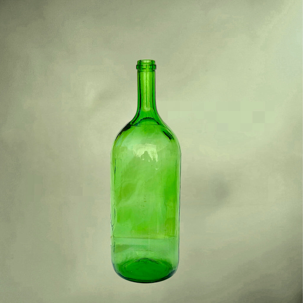 Grande bouteille ancienne en verre vert – bouteille de cave vintage – vase brocante – début XXe siècle