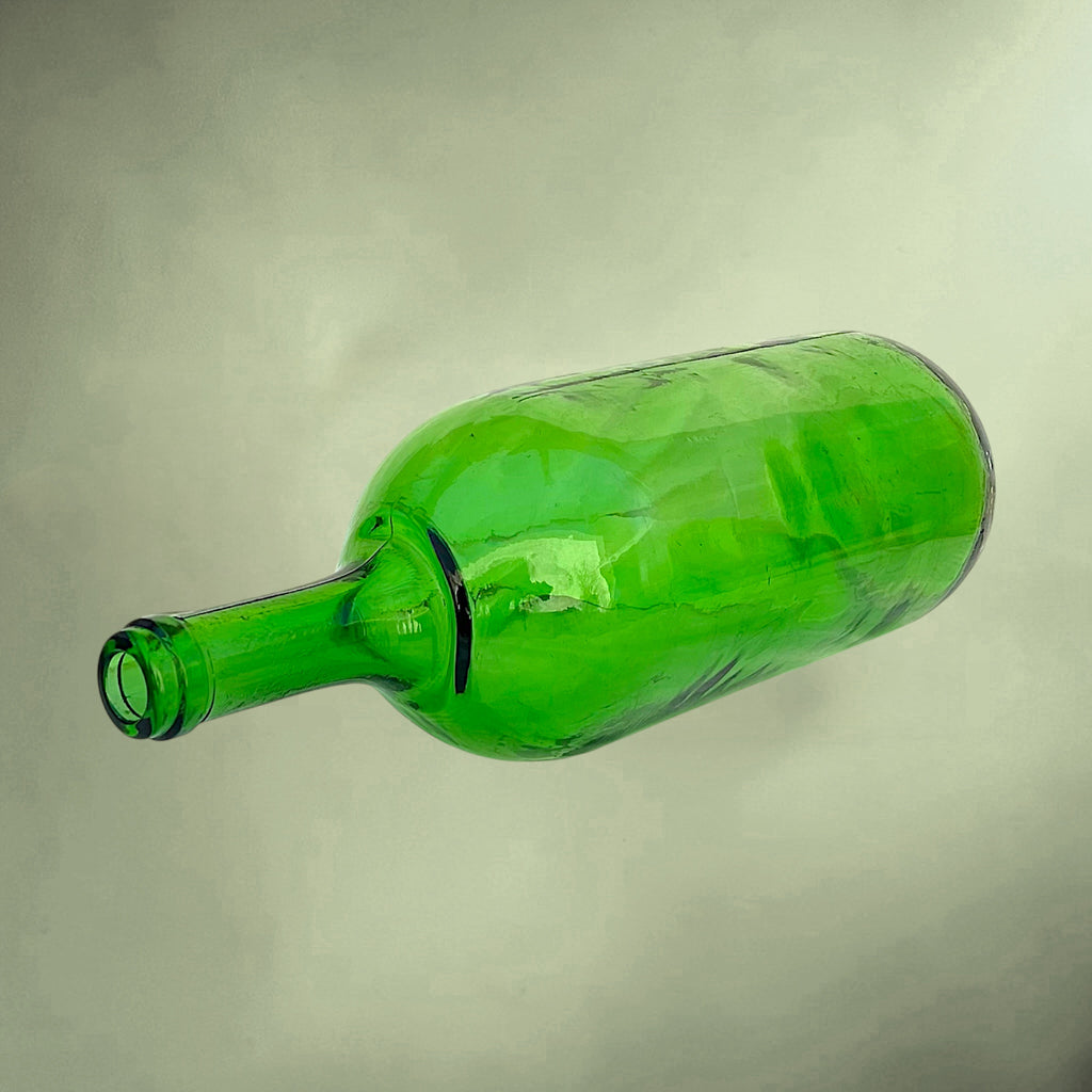 Grande bouteille ancienne en verre vert – bouteille de cave vintage – vase brocante – début XXe siècle