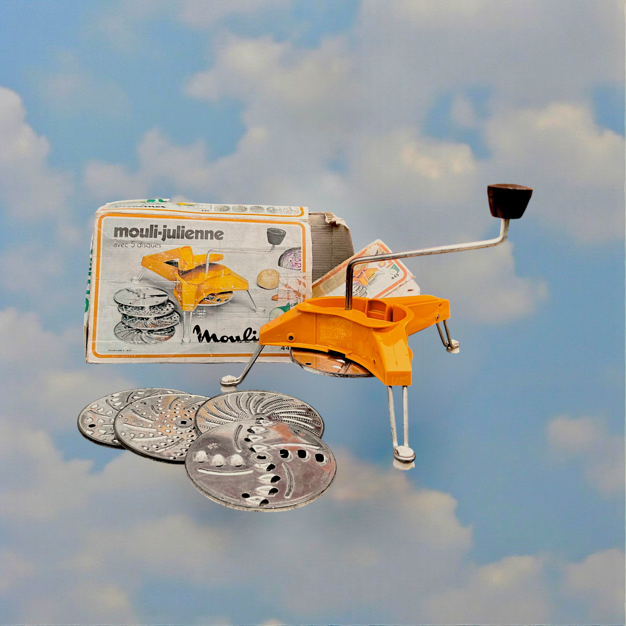 Titre SEO
Mouli Julienne 445 Moulinex en Plastique Orange avec 5 Grilles et Boîte d’Origine - Années 70