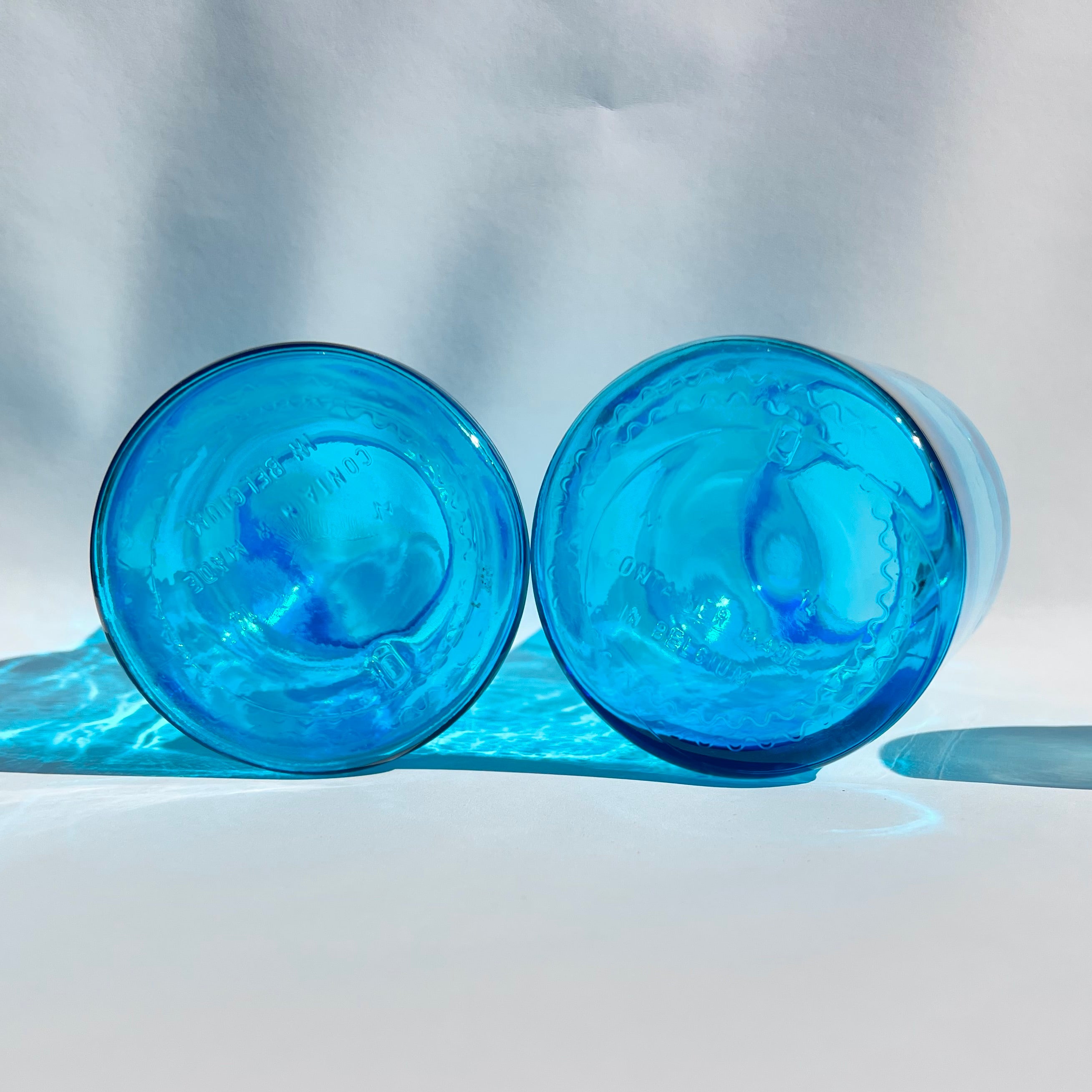 Lot de 5 Bocaux d’Apothicaire en Verre Bleu Made in Belgium - Années 60-70
