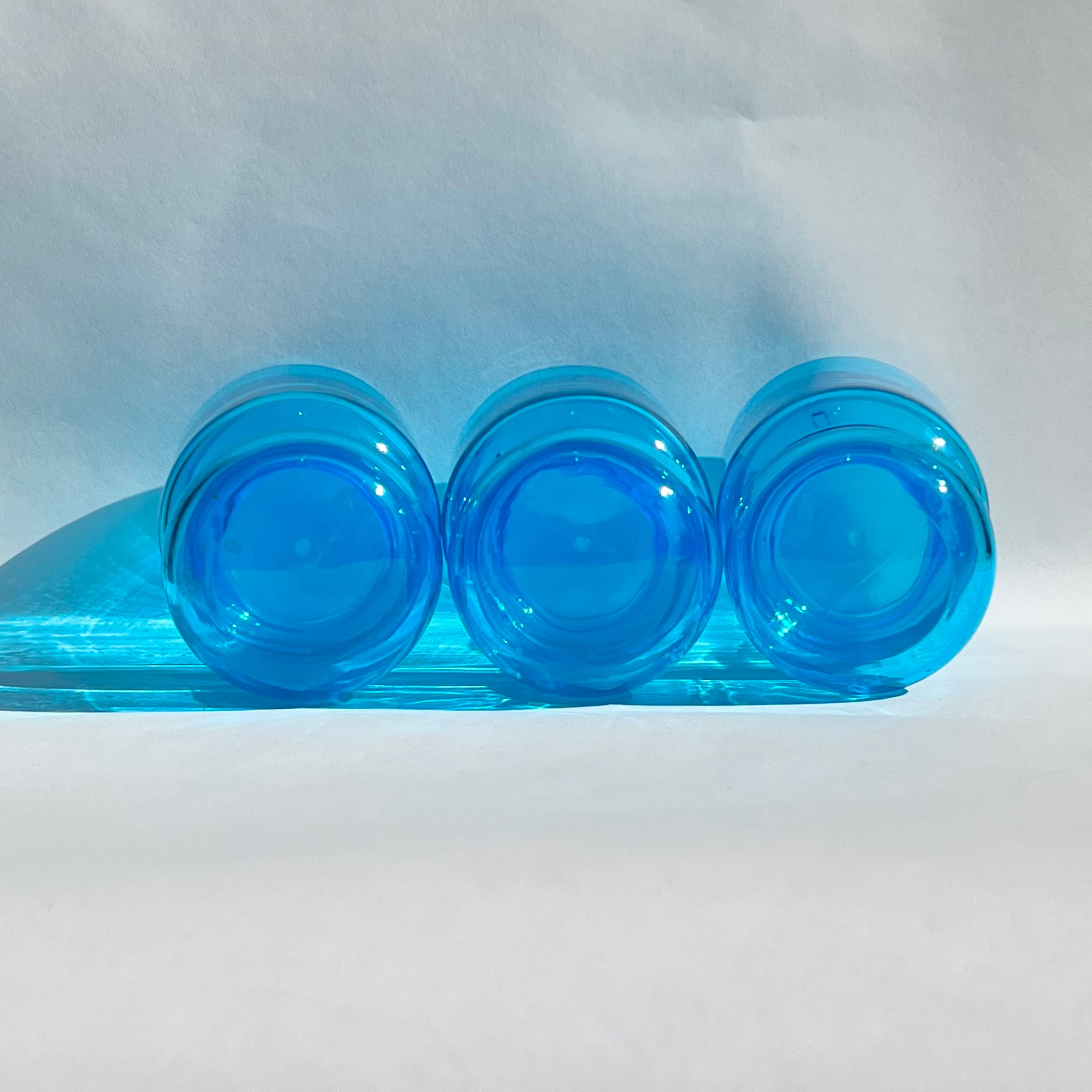 Lot de 5 Bocaux d’Apothicaire en Verre Bleu Made in Belgium - Années 60-70