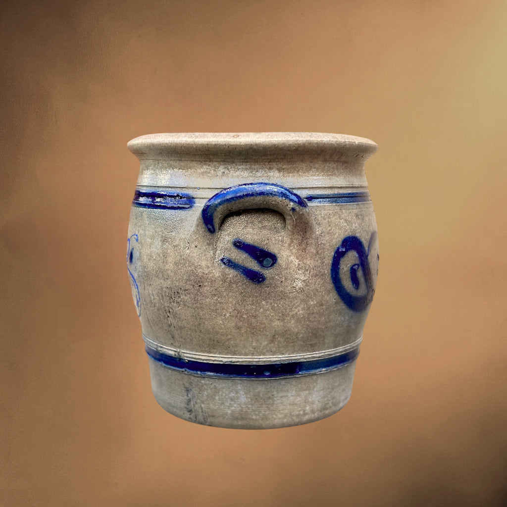 Petit Pot en Grès d’Alsace Décor Poires Bleu Cobalt - Circa 1900