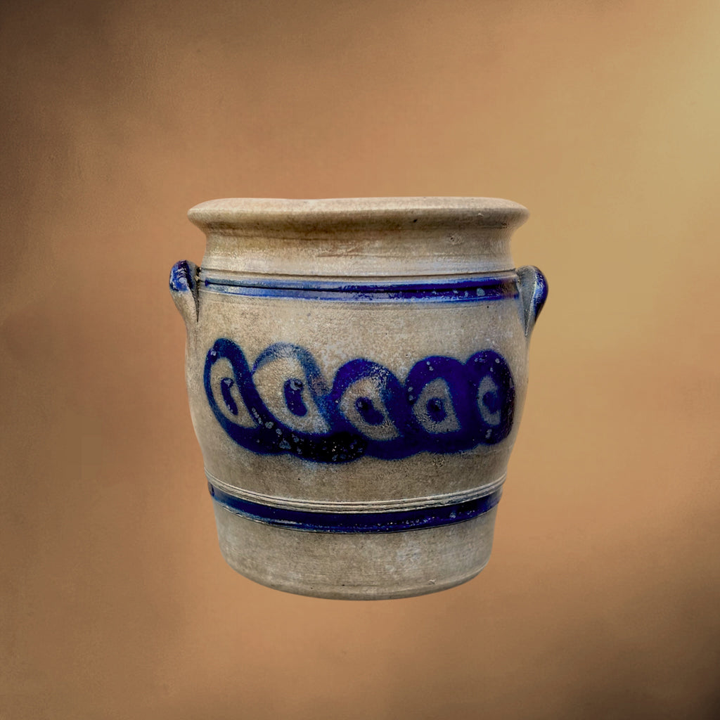 Petit Pot en Grès d’Alsace Décor Poires Bleu Cobalt - Circa 1900