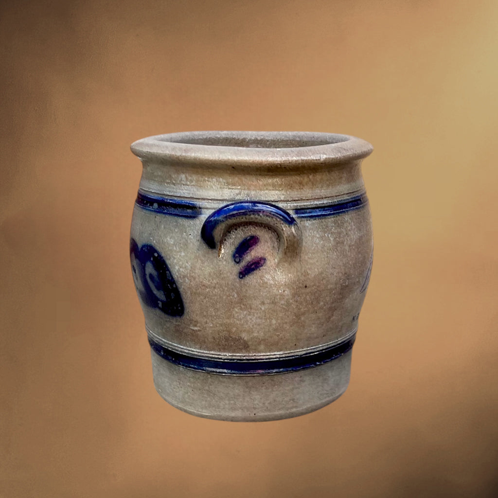 Petit Pot en Grès d’Alsace Décor Poires Bleu Cobalt - Circa 1900