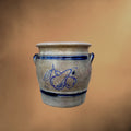 Petit pot ancien en grès d’Alsace décor poires bleu cobalt