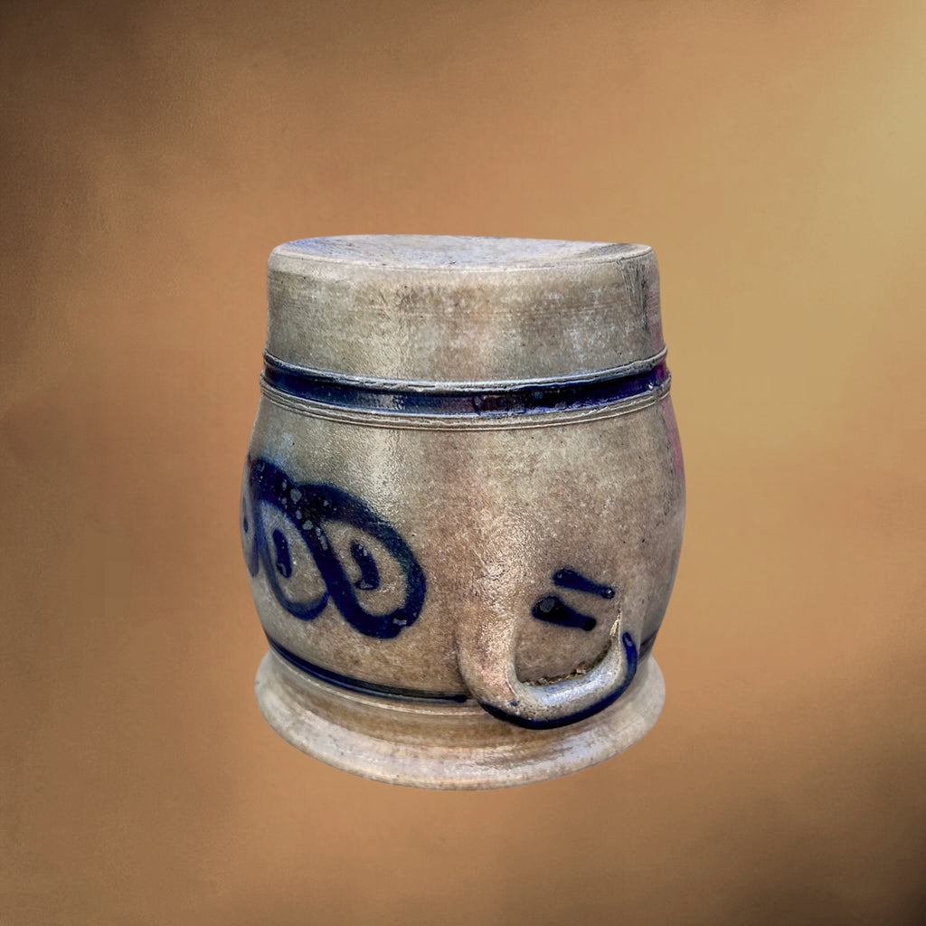 Petit Pot en Grès d’Alsace Décor Poires Bleu Cobalt - Circa 1900