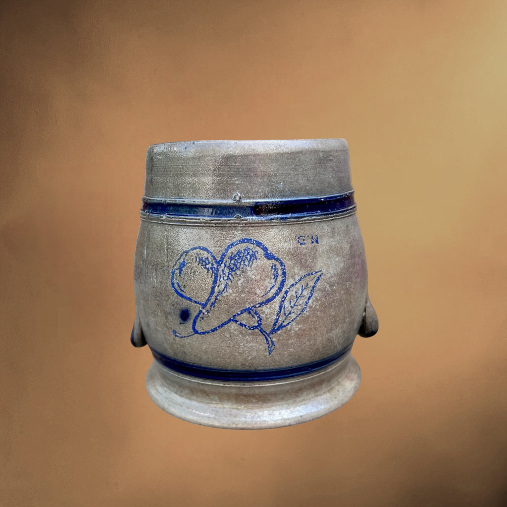 Petit Pot en Grès d’Alsace Décor Poires Bleu Cobalt - Circa 1900