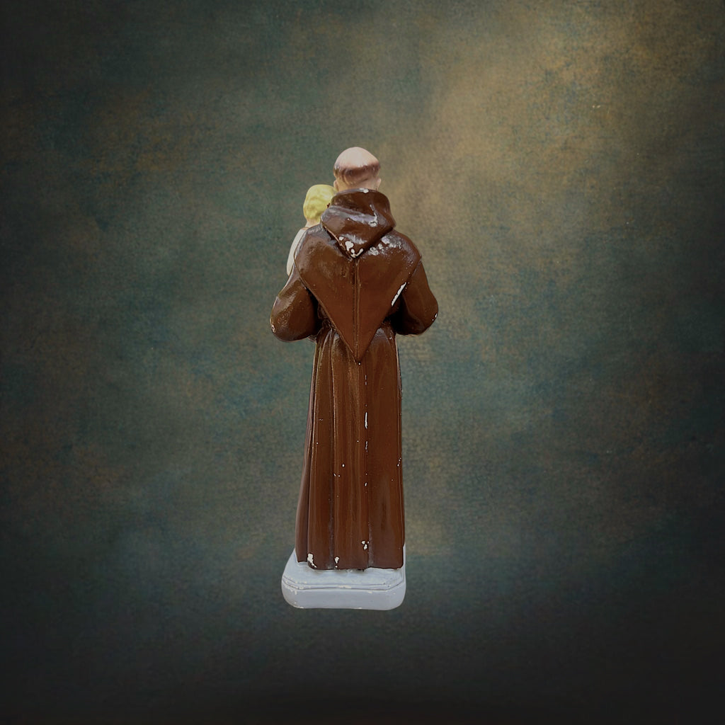 Statuette Ancienne Saint-Antoine de Padoue en Plâtre Polychrome - Années 50