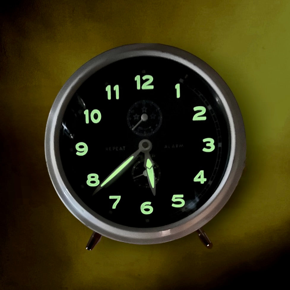 Réveil mécanique vintage Peter 3 étoiles luminous repeat alarm – réveil allemand années 60-70