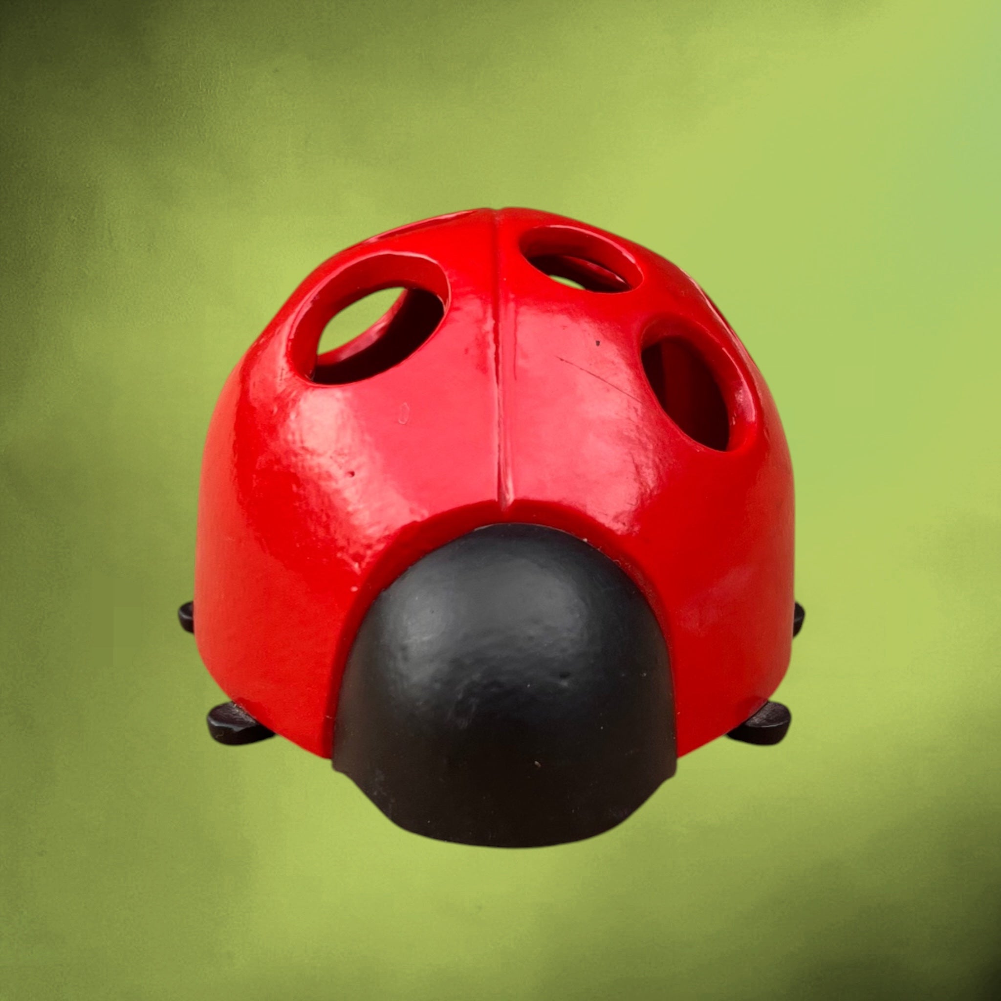 Distributeur de ficelle mural vintage coccinelle – fonte rouge et noire – boîte à ficelle cuisine atelier jardin – objet déco rétro années 60