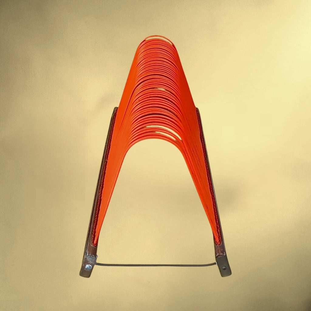 Porte Disques Vinyles Ancien Bois Et Métal Rouge 33 45 Tours