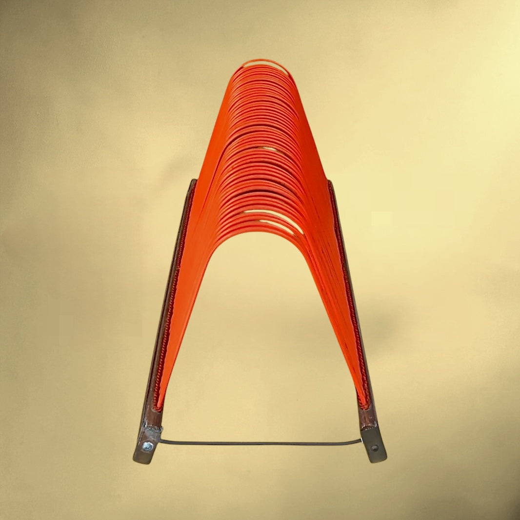 Porte Disques Vinyles Ancien Bois Et Métal Rouge 33 45 Tours