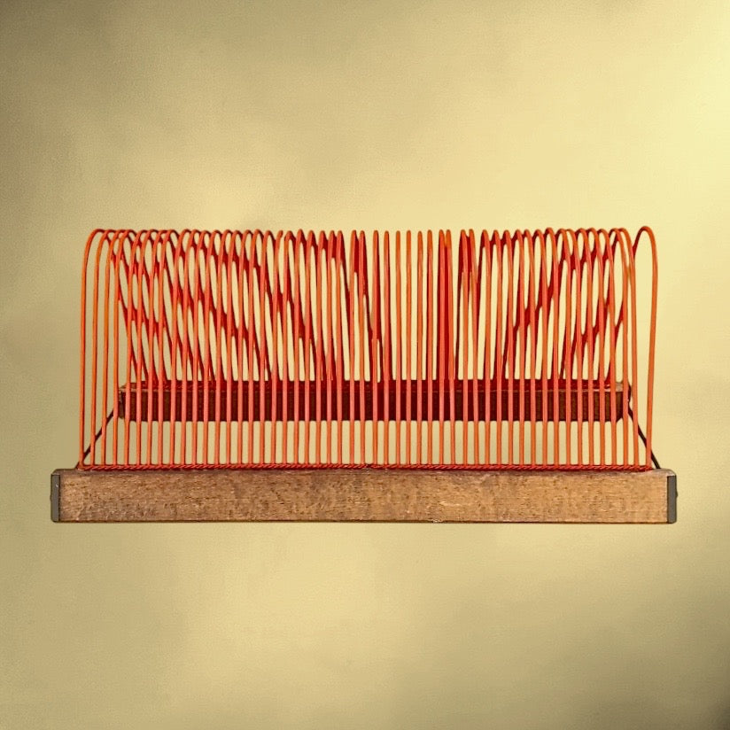 Porte Disques Vinyles Bois Et Métal Rouge