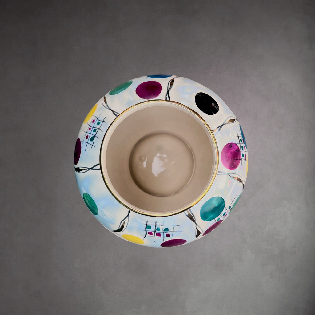 Vase Hubert Bequet Quaregnon en Faïence Nacrée Décor Confetti - Années 50-60