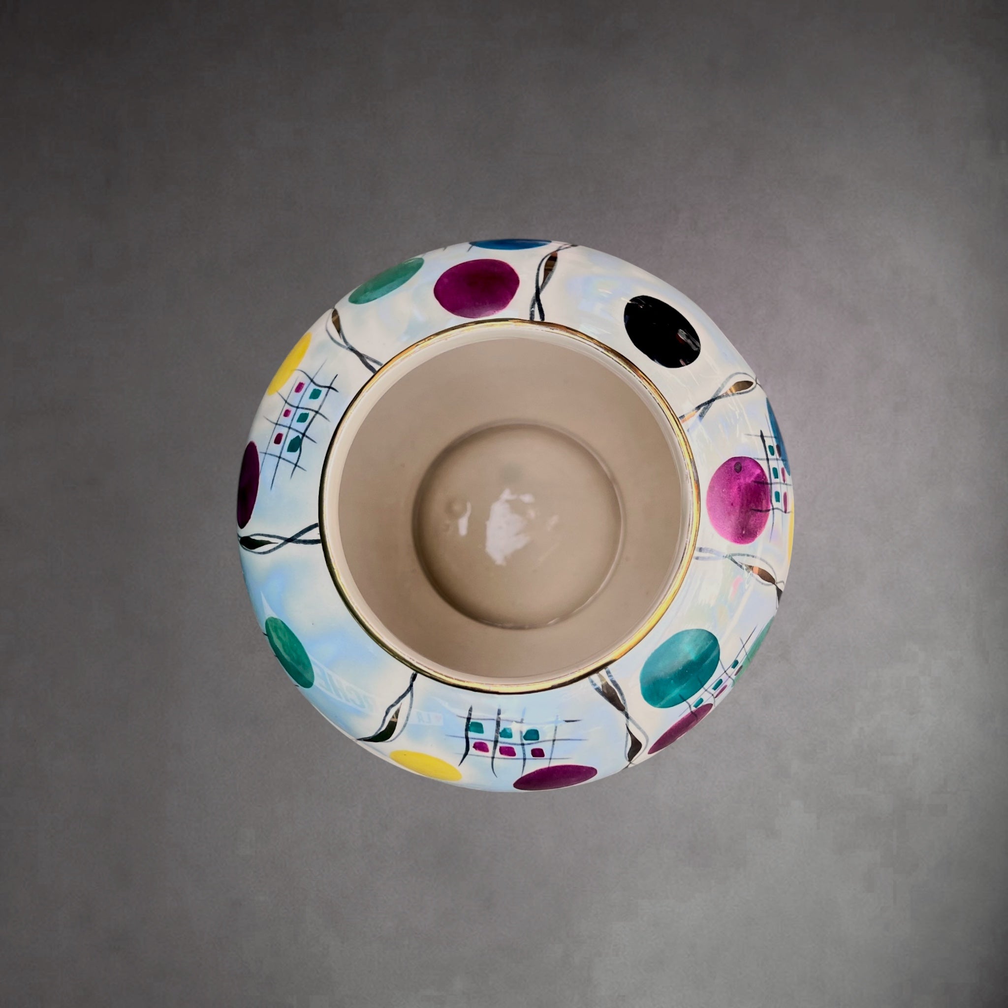 Vase Hubert Bequet Quaregnon en Faïence Nacrée Décor Confetti - Années 50-60