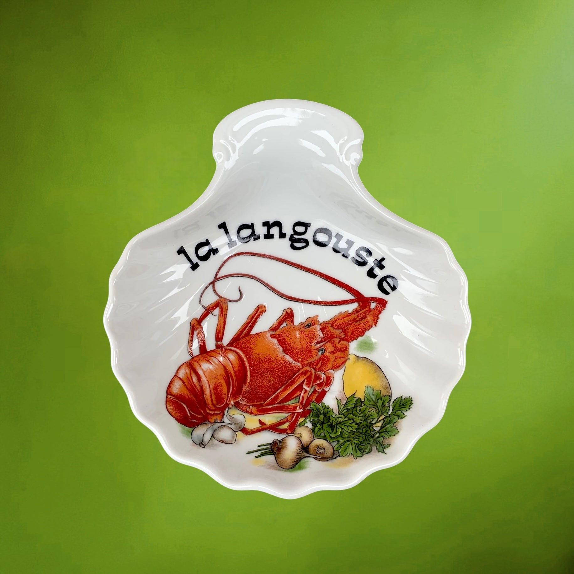 Six Coupelles Coquille en Porcelaine L’Arc-en-Ciel Décor Fruits de Mer – Années 90-2000