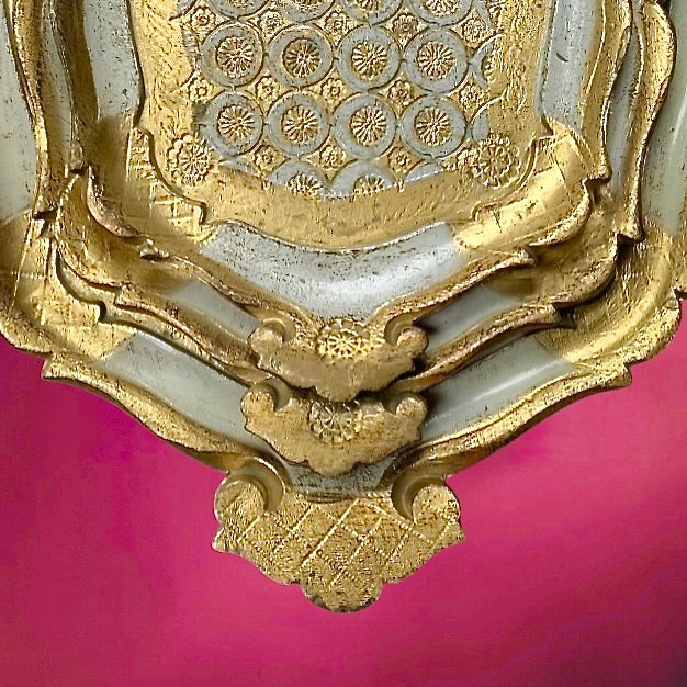 Ensemble de 3 plateaux florentins vintage doré blanc – bois peint style italien baroque