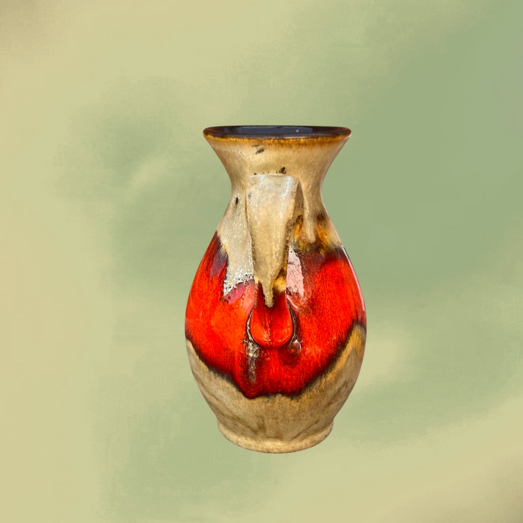 Vase Jasba N046 en Céramique Fat Lava Rouge West Germany - Années 70
