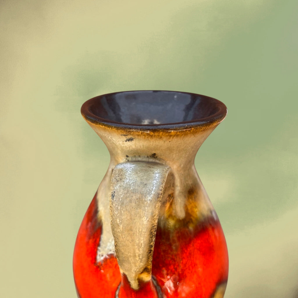 Vase Jasba N046 en Céramique Fat Lava Rouge West Germany - Années 70