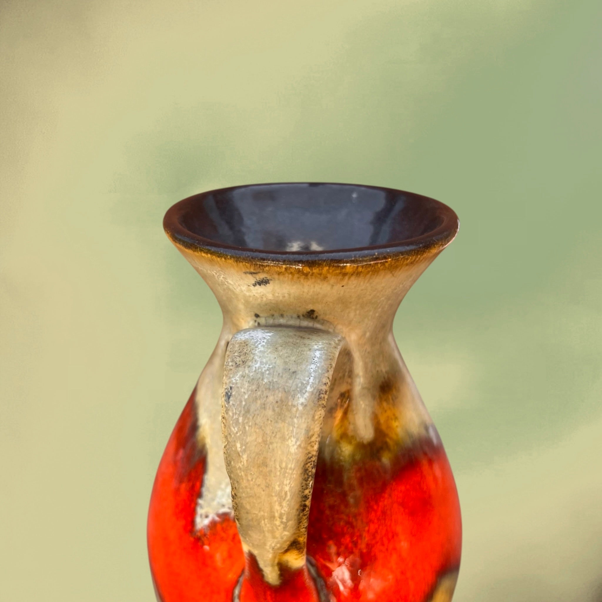 Vase Jasba N046 en Céramique Fat Lava Rouge West Germany - Années 70