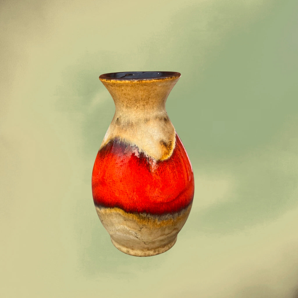 Vase Jasba N046 en Céramique Fat Lava Rouge West Germany - Années 70