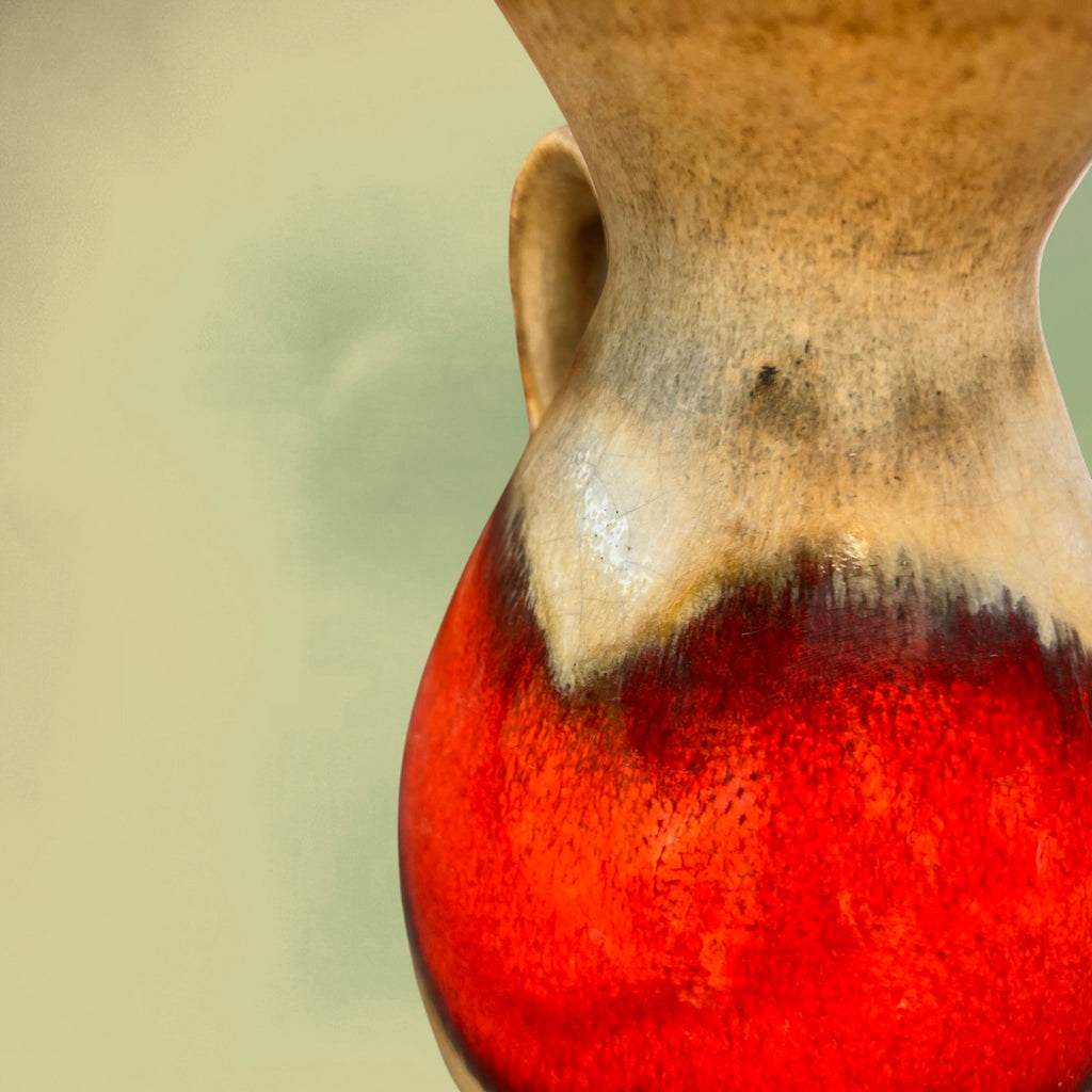 Vase Jasba N046 en Céramique Fat Lava Rouge West Germany - Années 70