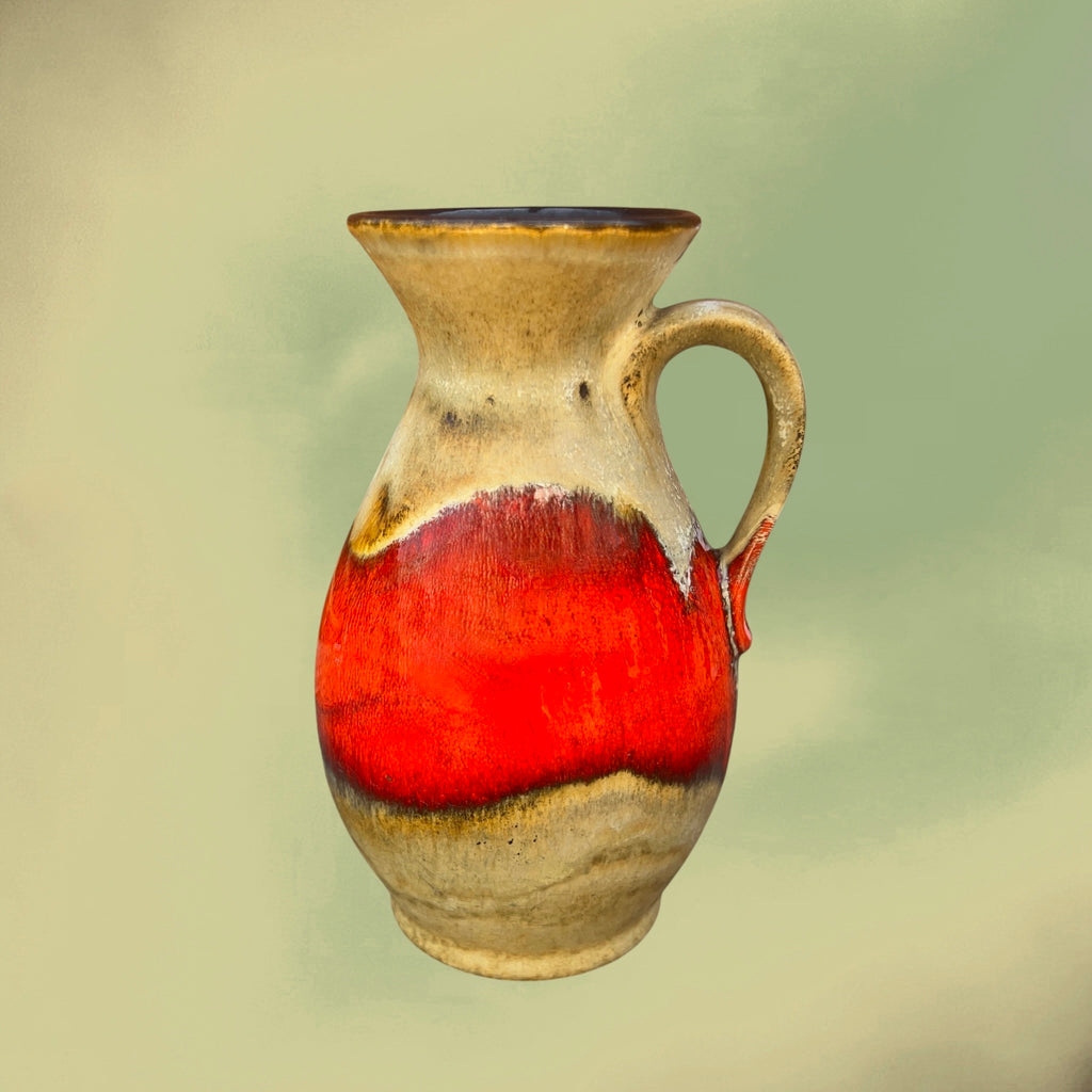 Vase Jasba N046 en Céramique Fat Lava Rouge West Germany - Années 70