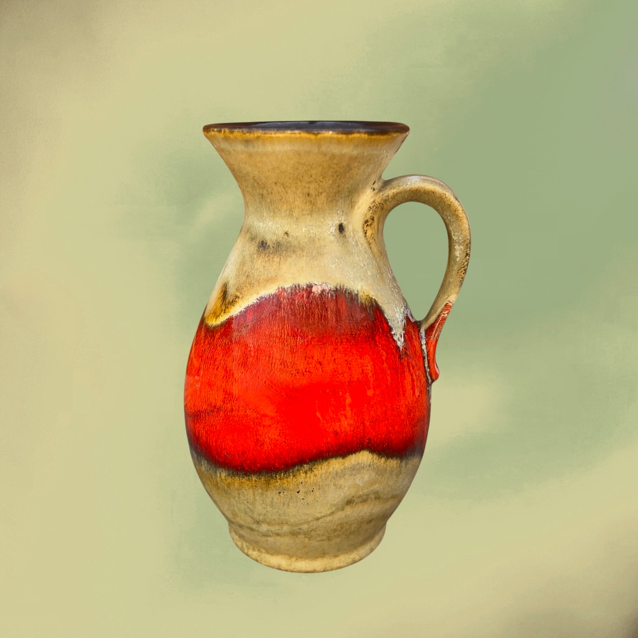 Vase Jasba N046 en Céramique Fat Lava Rouge West Germany - Années 70