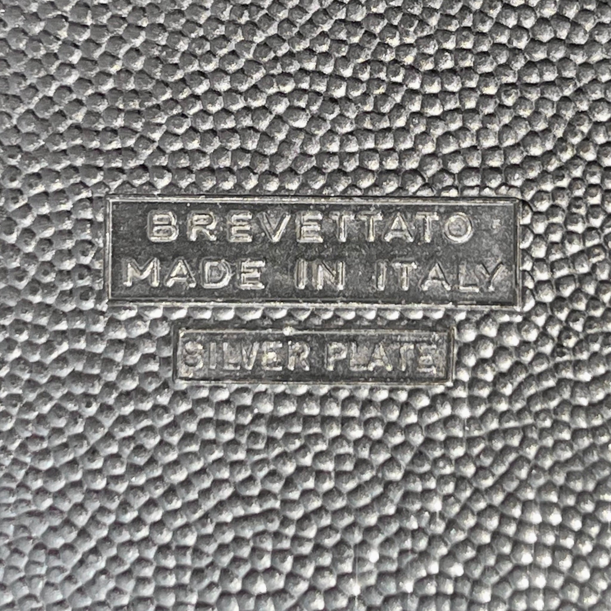 Plateau de Service Italien en Métal Argenté à Décor Rocaille - Années 1960-70