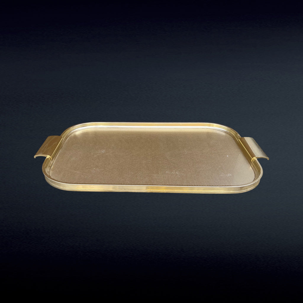 Plateau de Service en Aluminium Anodisé Doré Style Carefree - Années 60