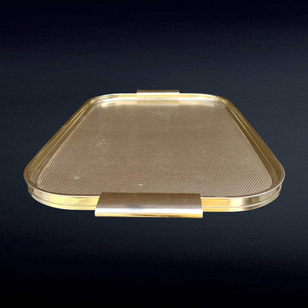 Plateau de Service en Aluminium Anodisé Doré Style Carefree - Années 60