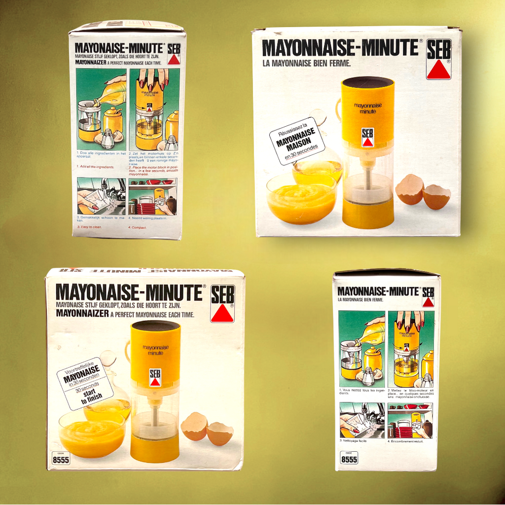 Mayonnaise Minute SEB Jaune Électrique Design Pop Années 70 - Boîte et Mode d'Emploi