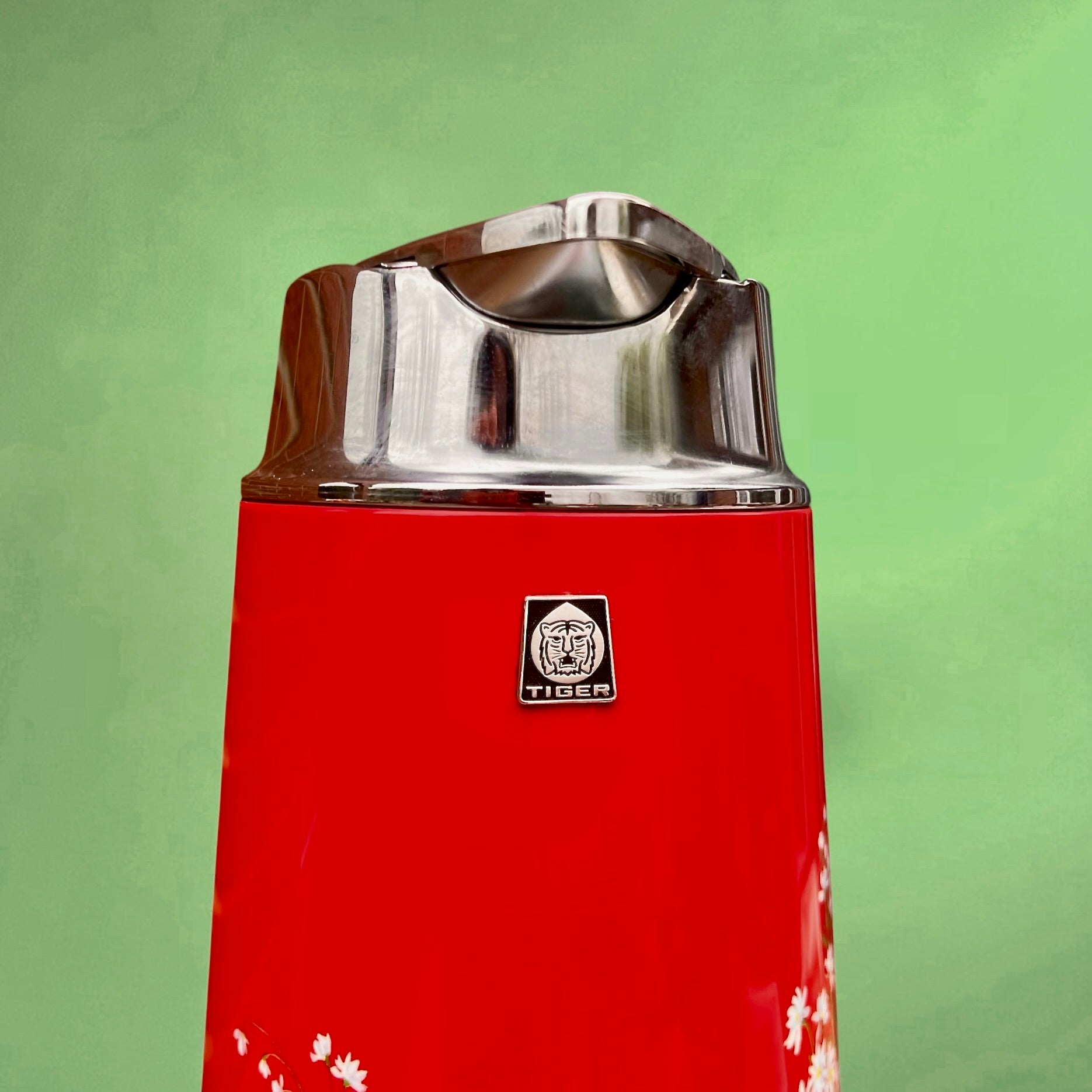 Thermos vintage Tiger honeypot rouge floral – bouteille isotherme japonaise années 70