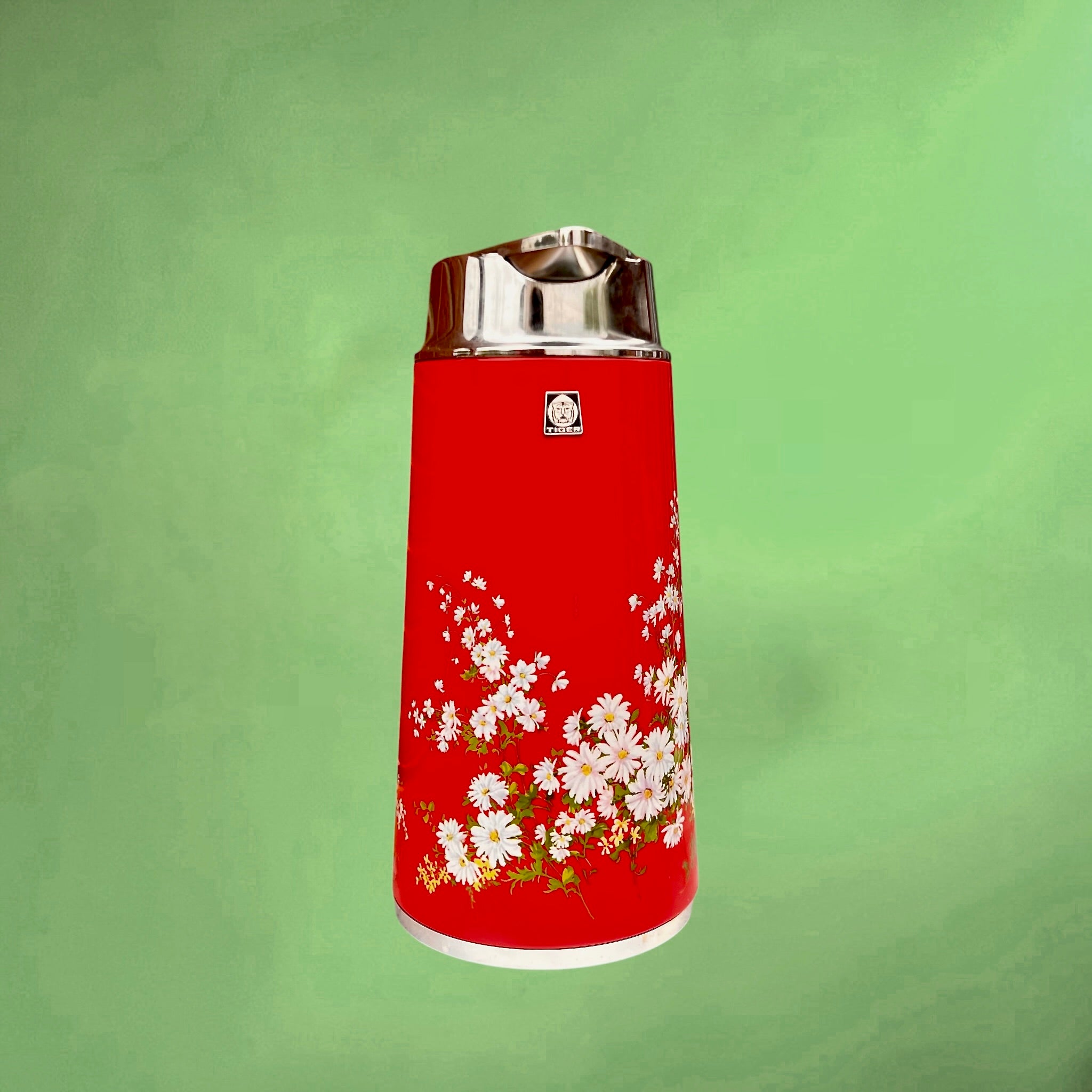 Thermos vintage Tiger honeypot rouge floral – bouteille isotherme japonaise années 70