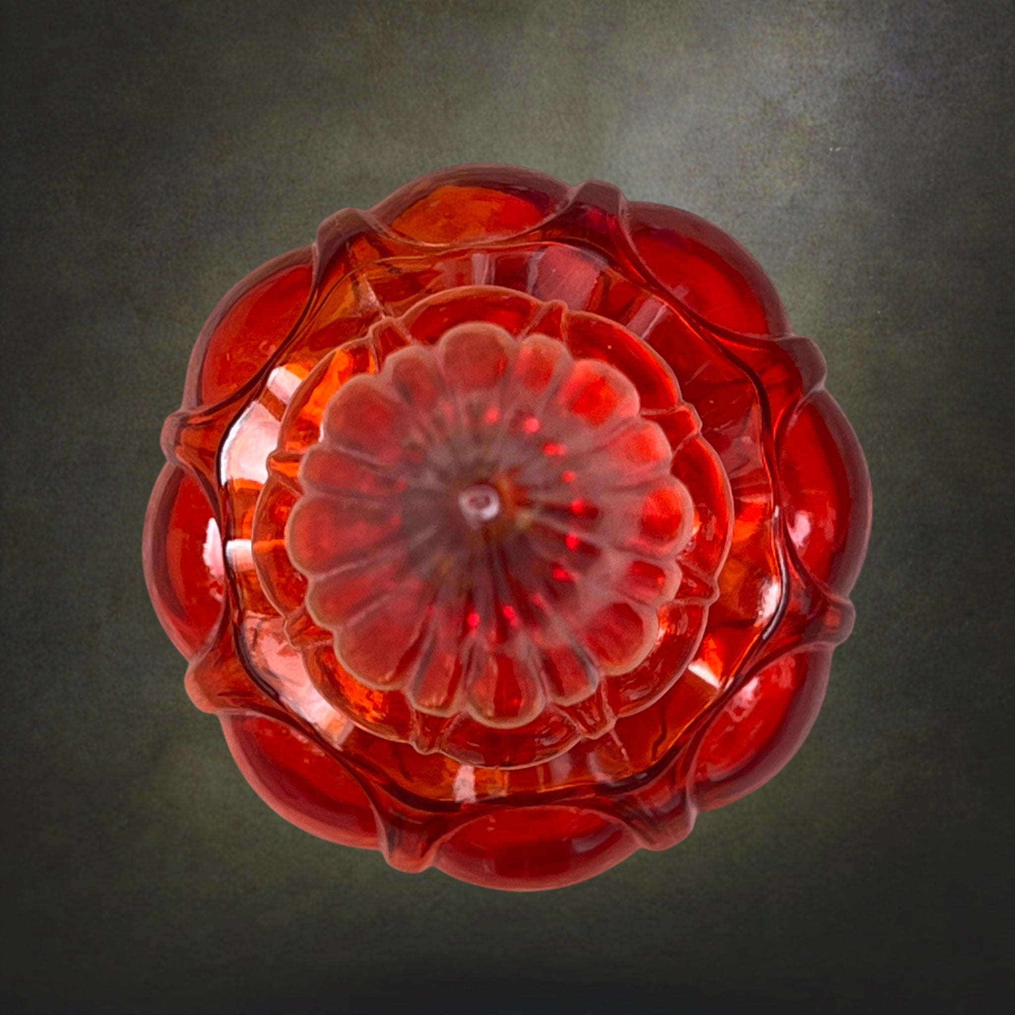 Carafe Genie Bottle En Verre Rouge Orangé, Empoli Italie – Années 60