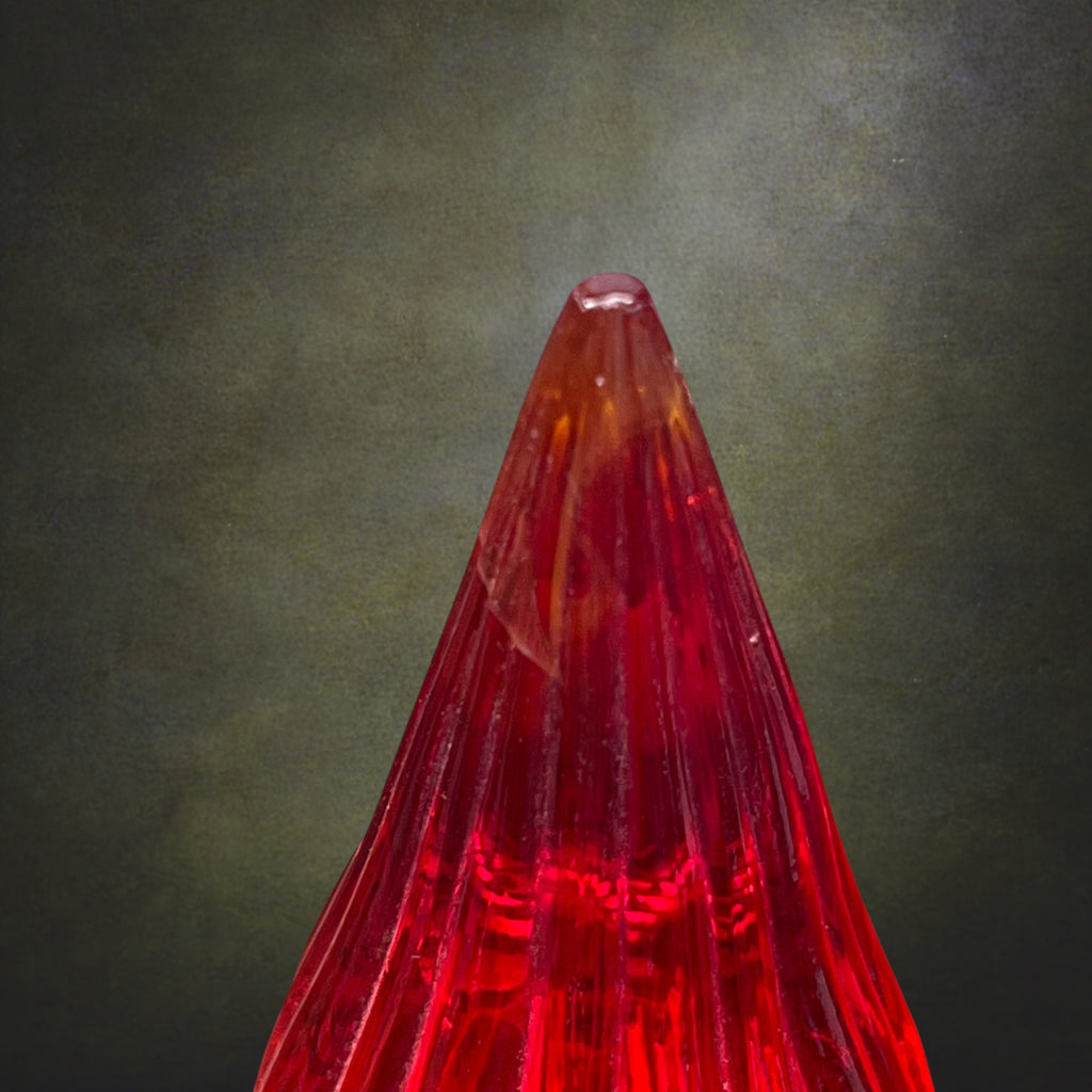 Carafe Genie Bottle En Verre Rouge Orangé, Empoli Italie – Années 60