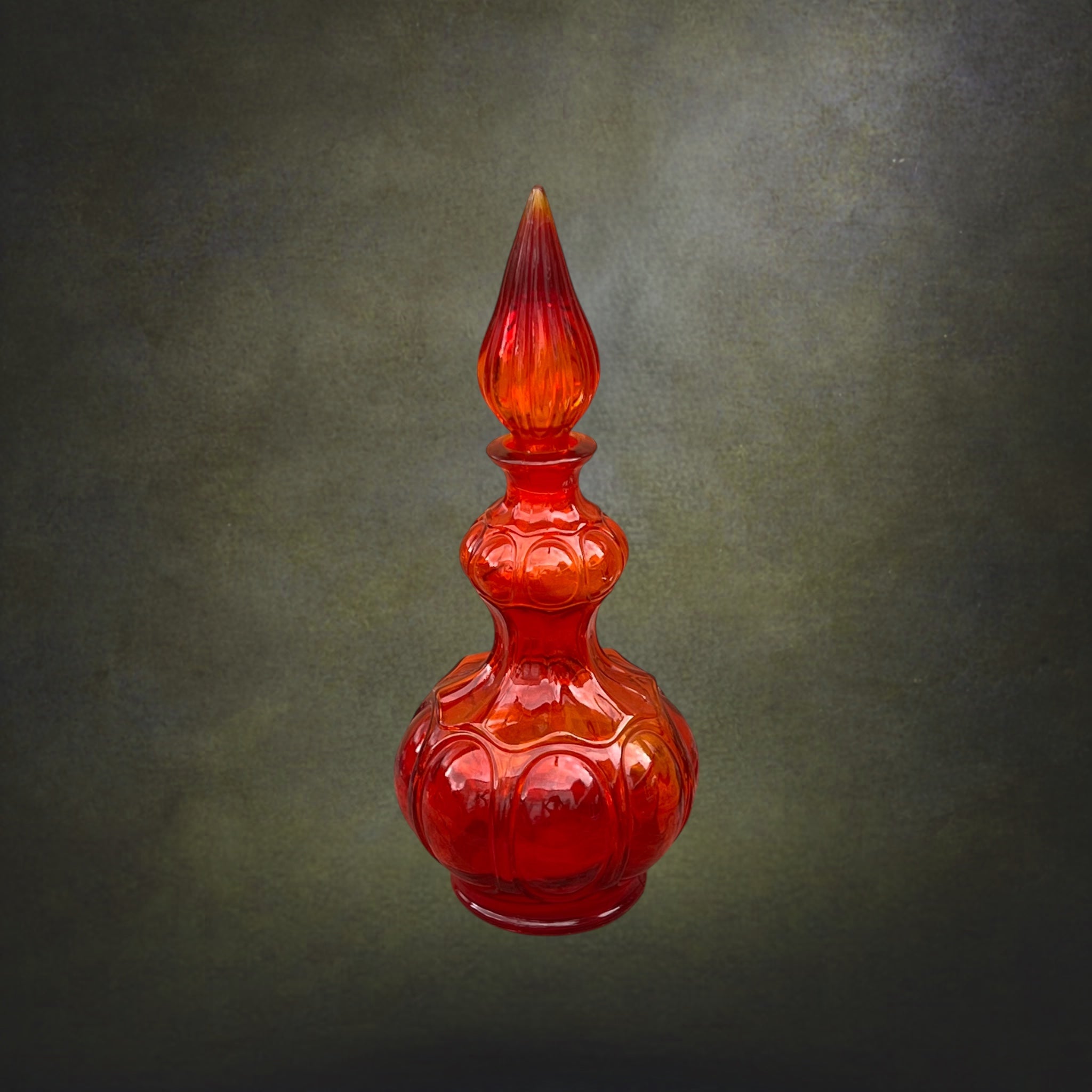 carafe-genie-bottle-empoli-verre-rouge-orange-annees60