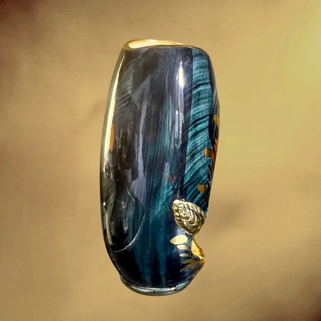 Lampe de chevet religieuse vintage Bequet Quaregnon années 50 céramique émaillée irisée communiant
