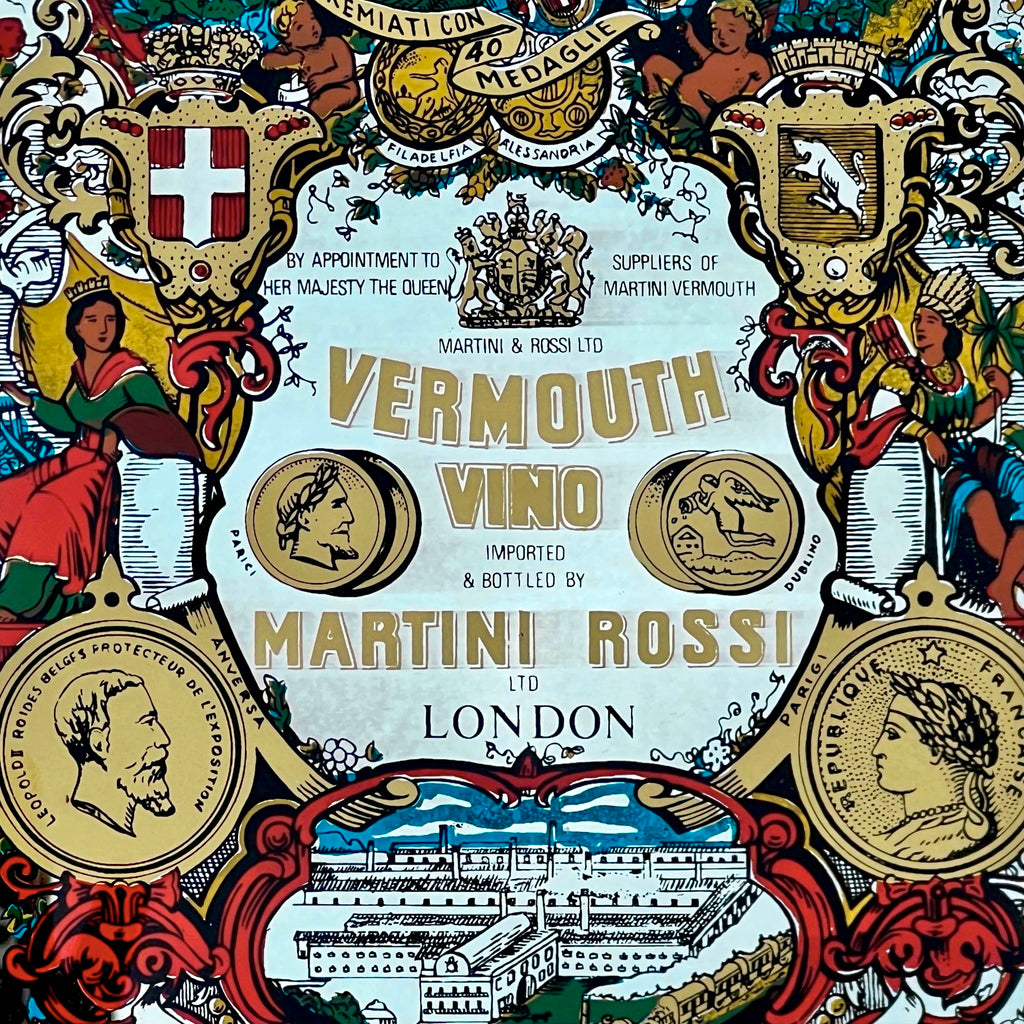 Miroir Publicitaire Martini Rossi Vermouth Encadrement Bois– Années 70