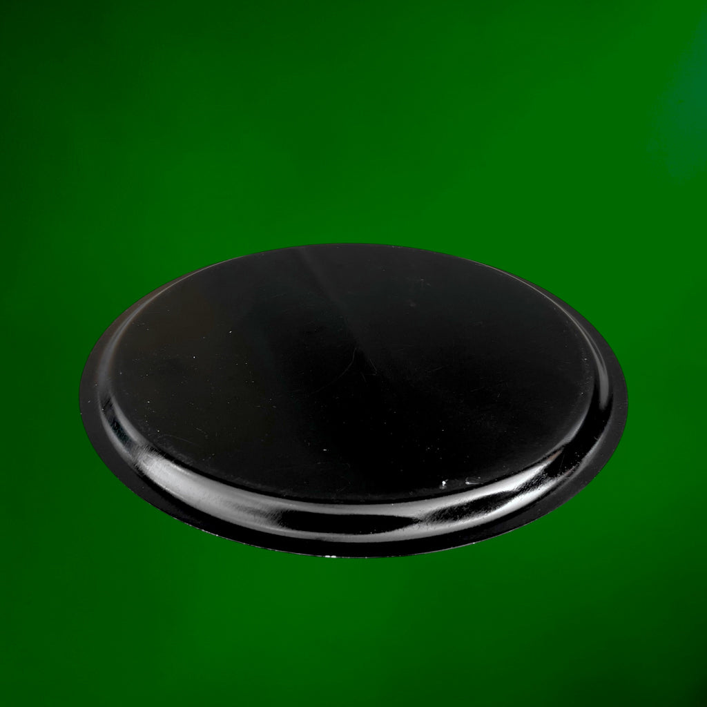 Plateau Rond En Métal Noir À Décor Floral Peint Main, Style Zhostovo – Années 70