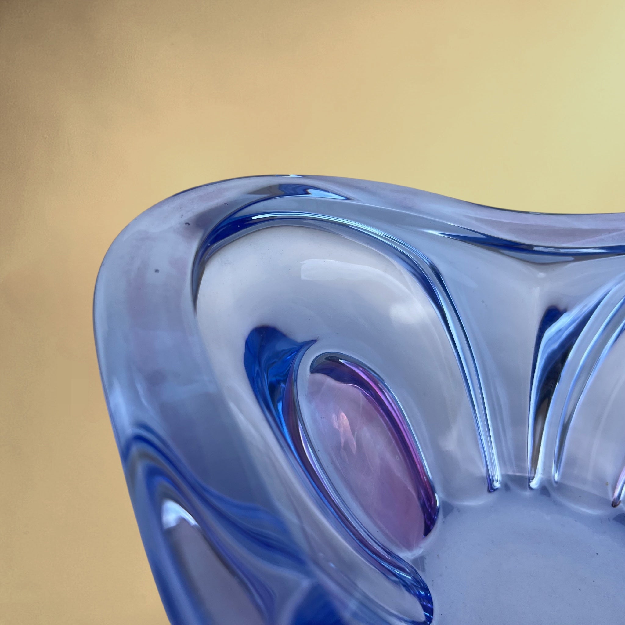 Coupe Waltherglas en Verre Bleu et Lilas – Années 1980
